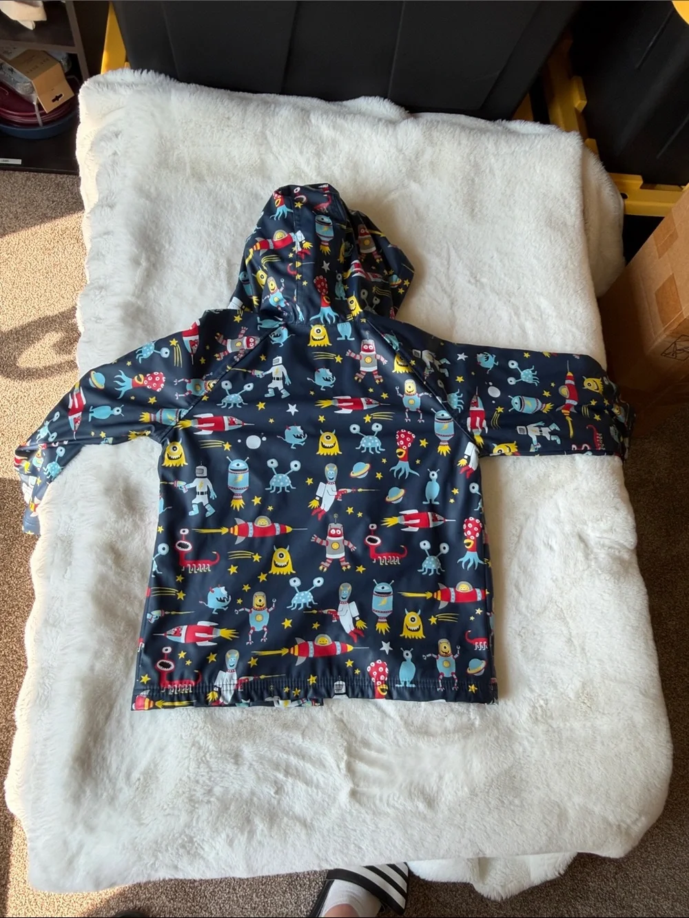 Hatley Size 6 Space Aliens Terry lined Raincoat
